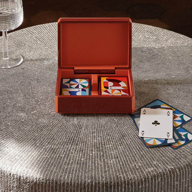 Facettes Cheval Natte bridge card box - Red | Hermès USA